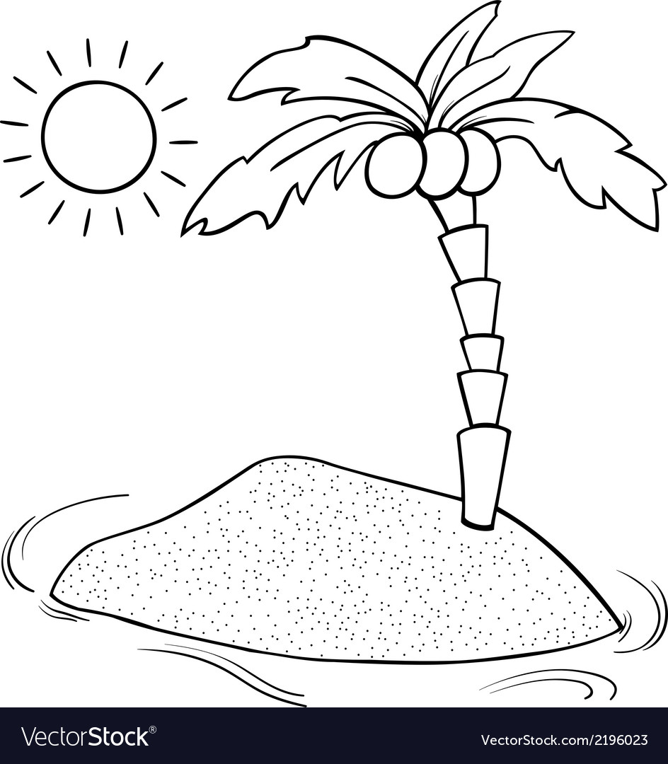 Desert island cartoon coloring page royalty free vector