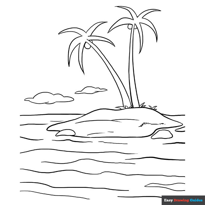 Island coloring page easy drawing guides