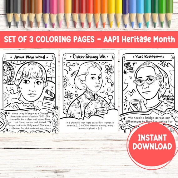 Printable coloring page aanhpi asian americans pacific islanders early finisher teaching resource aapi month women in history month print