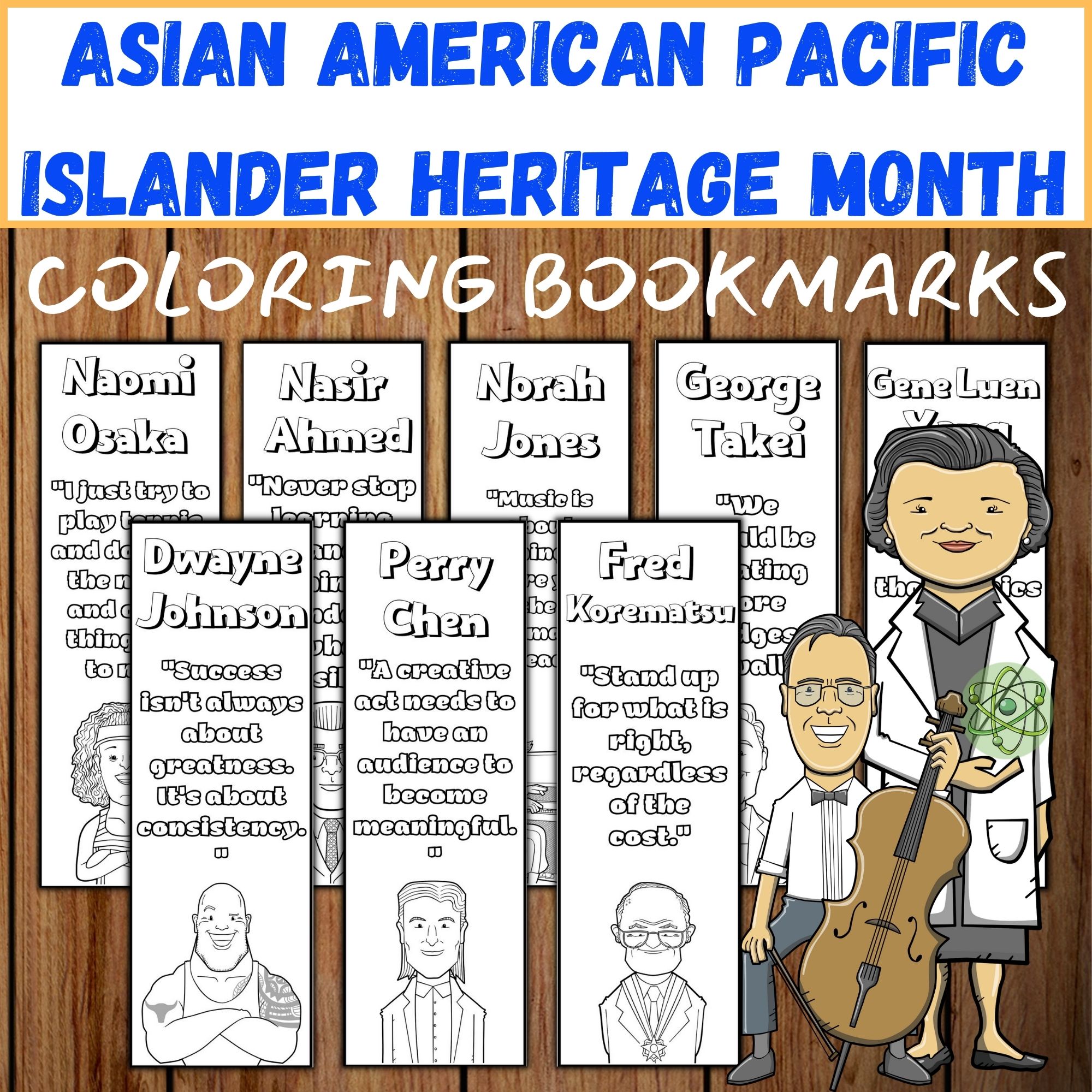 Asian american pacific islanders coloring bookmarks with famous quotes aapi made by teachers