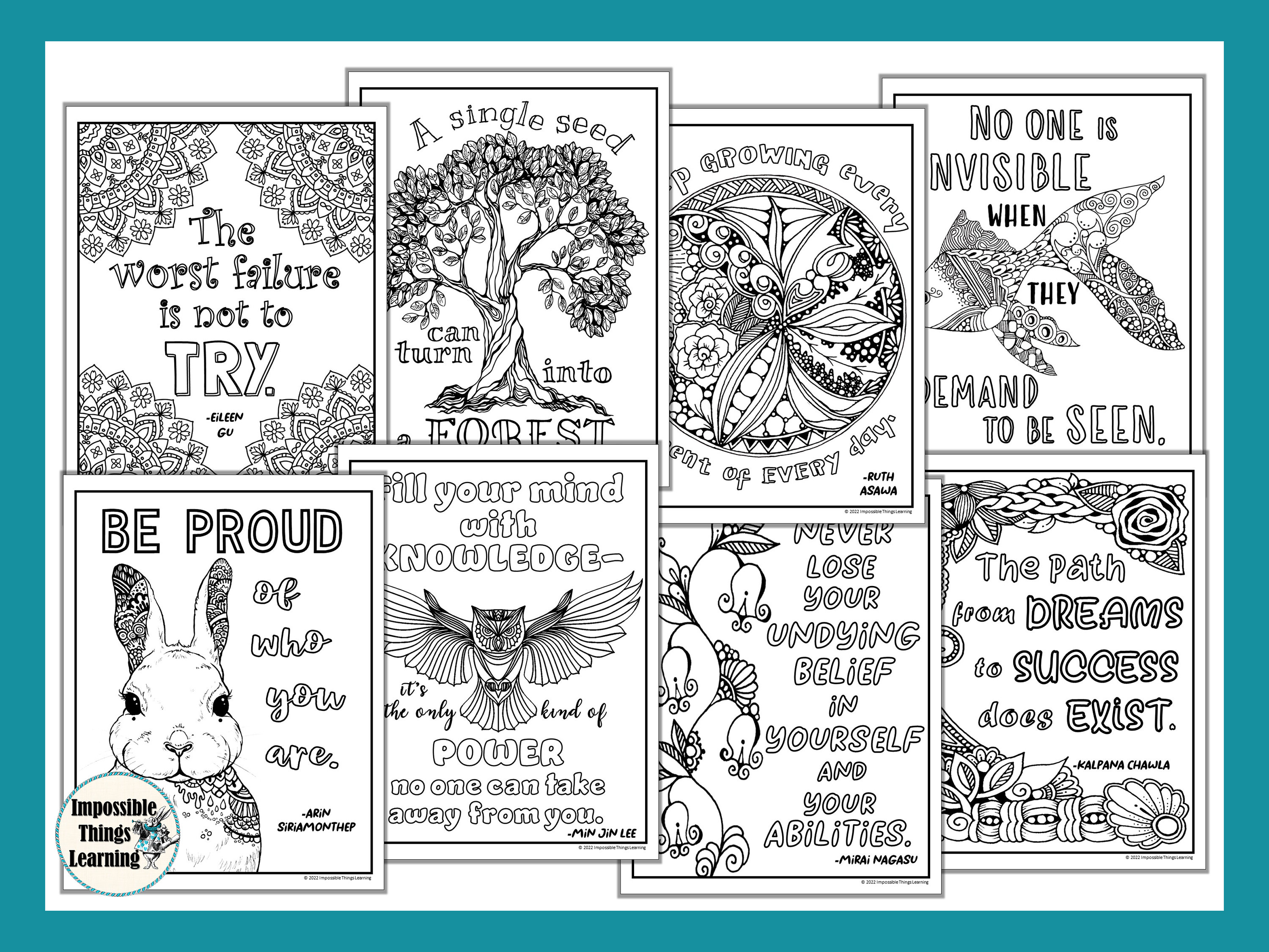 Aapi heritage month coloring pages printables for the classroom with inspirational quotes from famous asian americans pacific islanders