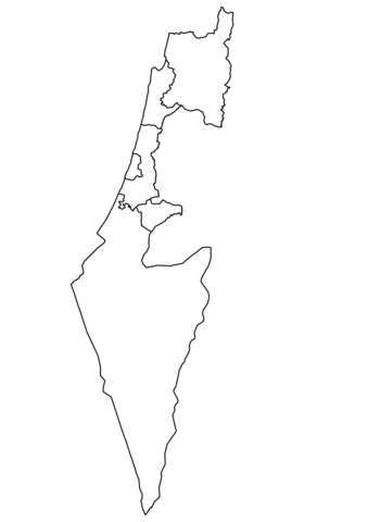 Outline map of israel with regions coloring page free printable coloring pages