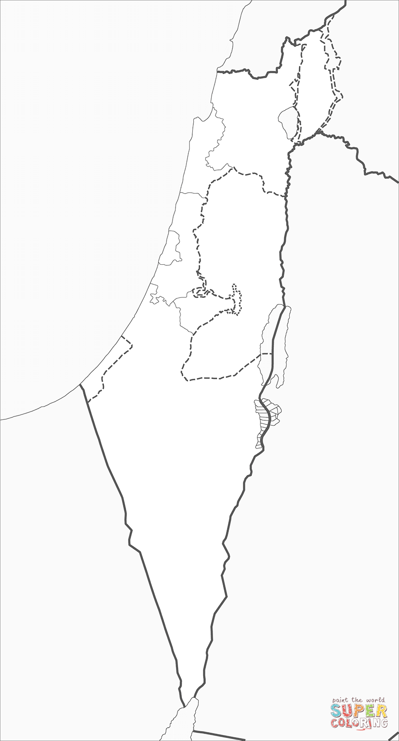 Israel map coloring page free printable coloring pages