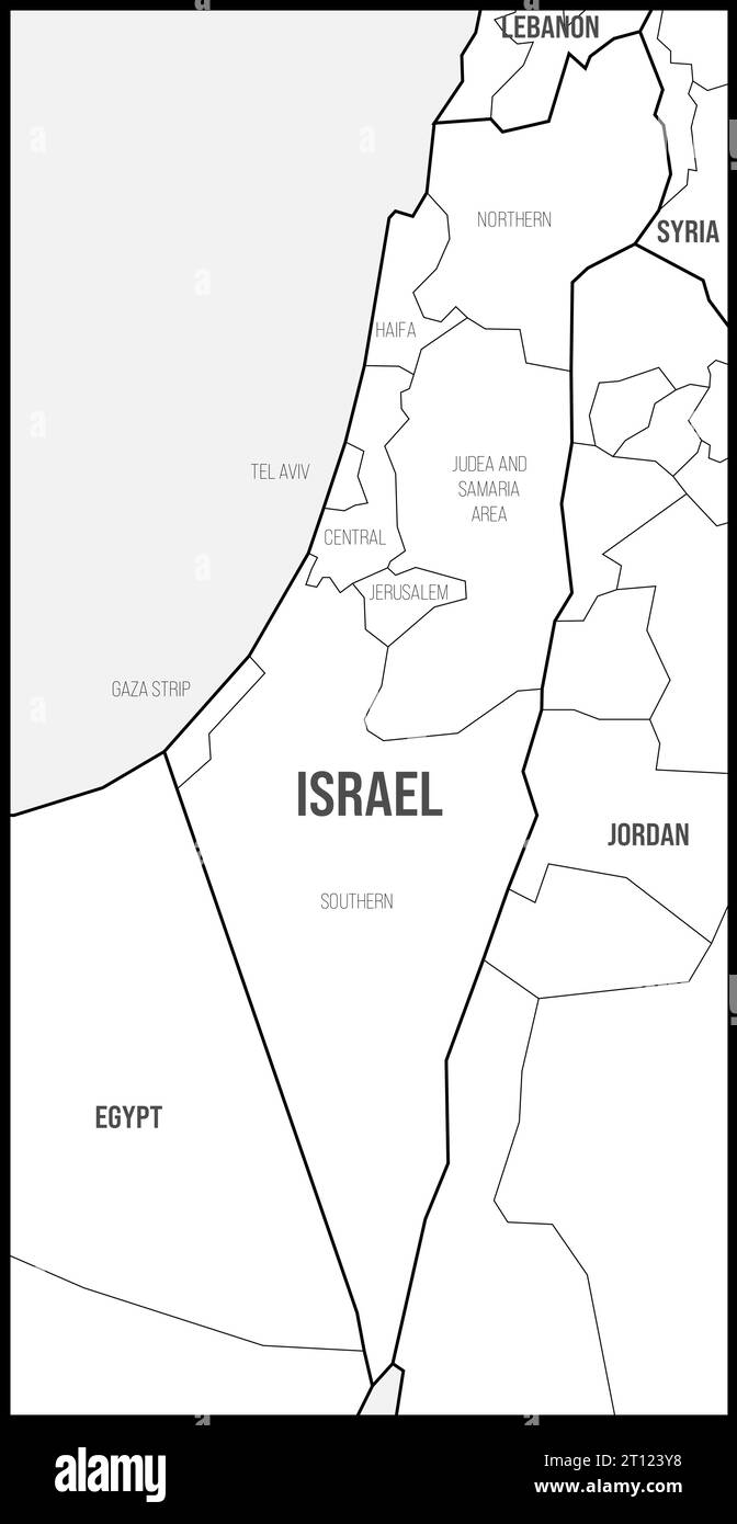 Israel political map of administrative divisions