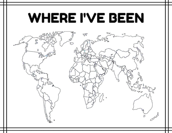 Where ive been a blank map of the world outline colorable maps printable digital print coloring sheets plus where weve been