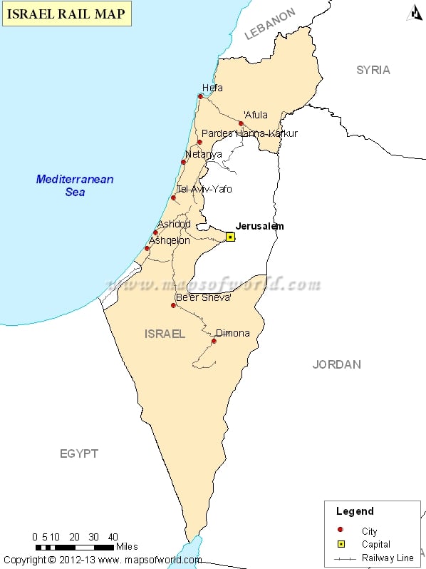 Israel rail map railway map of israel