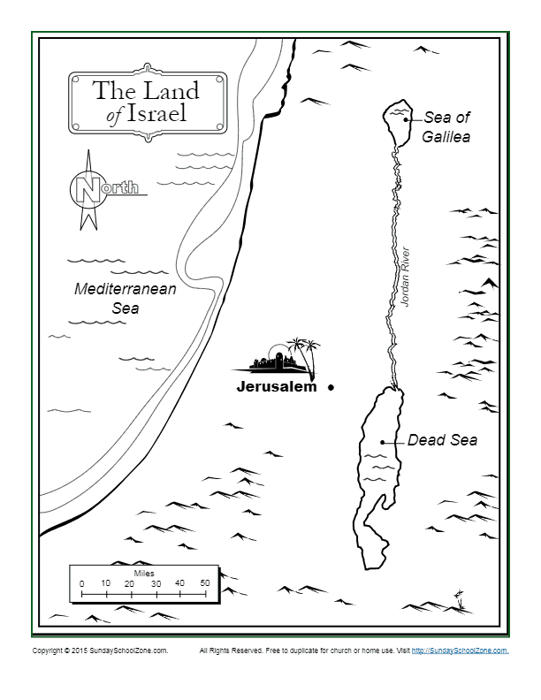 The land of israel bible coloring map