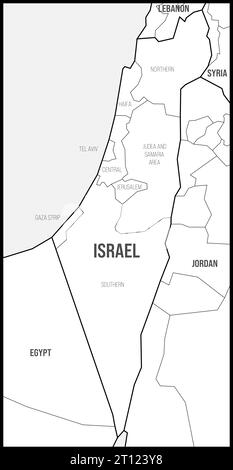 Israel political map of administrative divisions