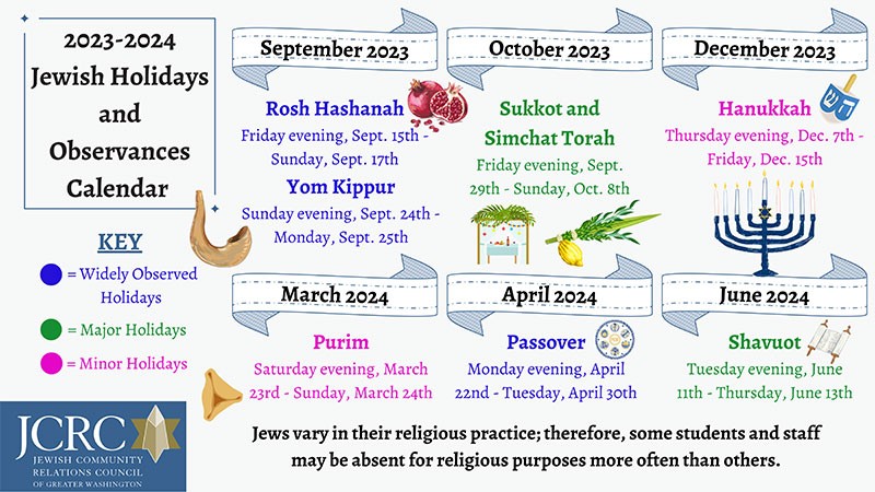 Holiday calendar jewish community relations council of greater washington