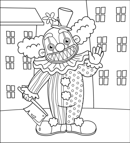 Evil clown coloring page free printable coloring pages