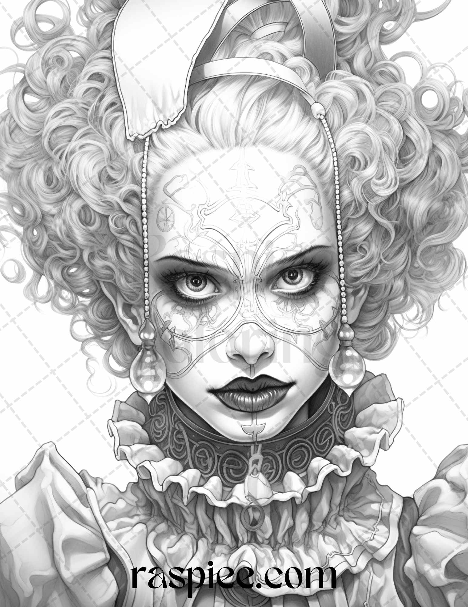 Scary clown girls grayscale coloring pages printable for adults pd â coloring