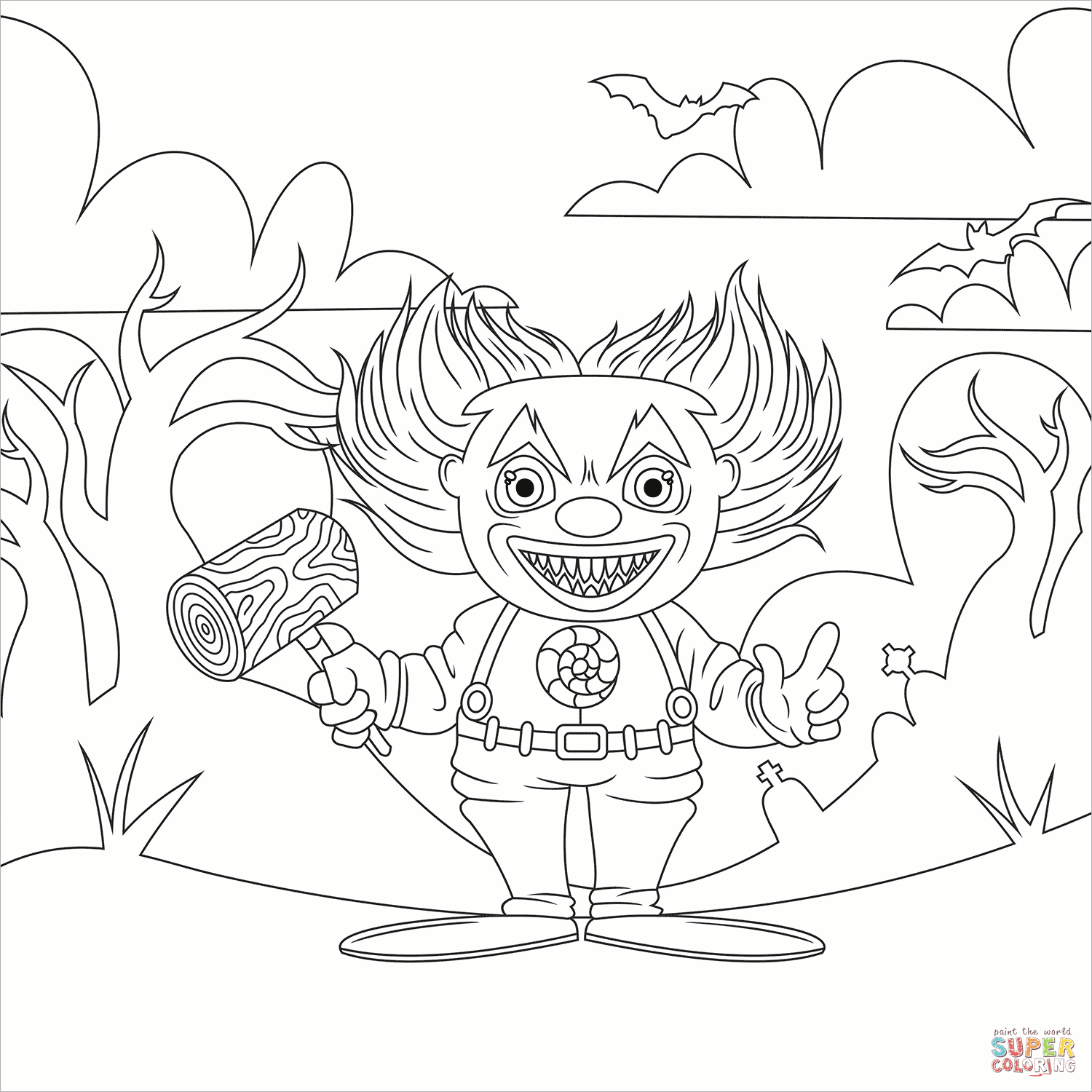 Evil clown coloring page free printable coloring pages