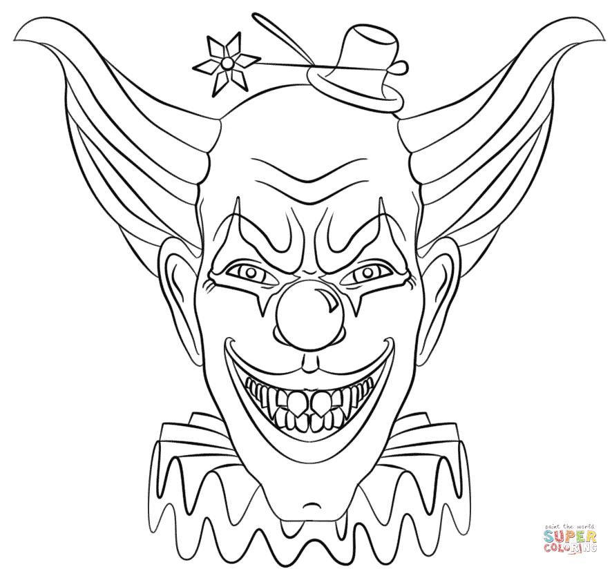 Evil clown face coloring page free printable coloring pages scary clown drawing scary clown face scary clowns