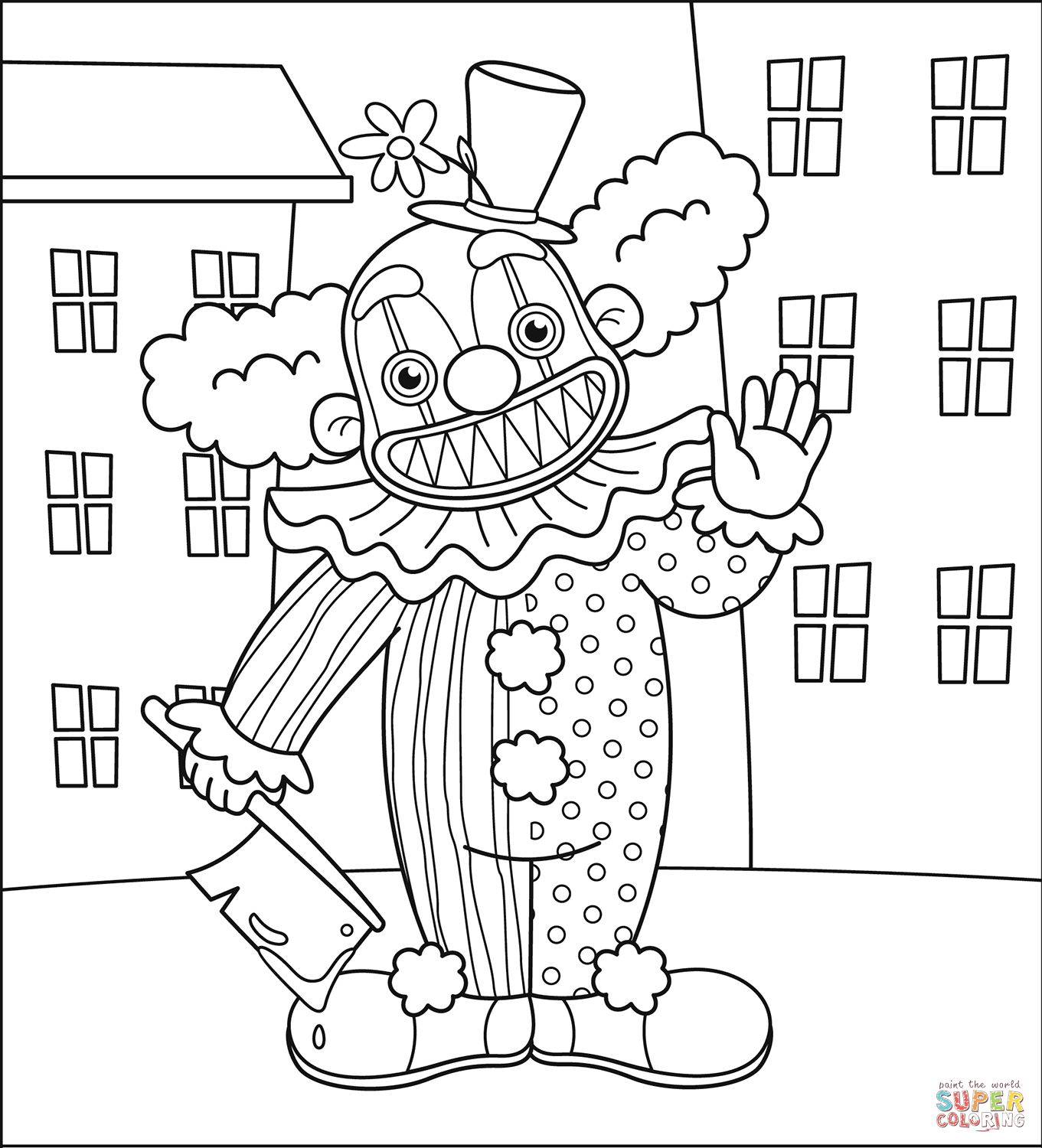 Evil clown coloring page free printable coloring pages