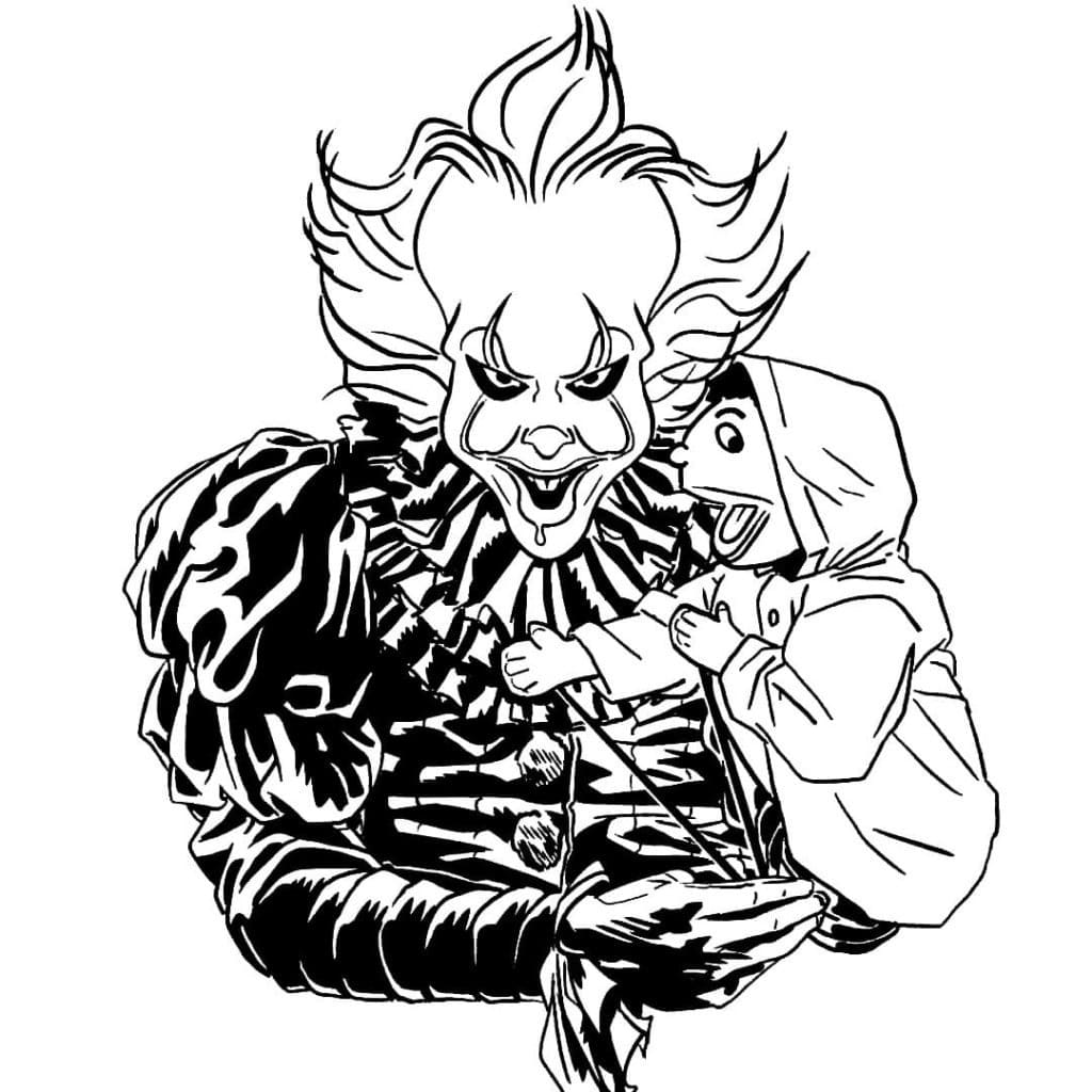 Pennywise the evil clown coloring page