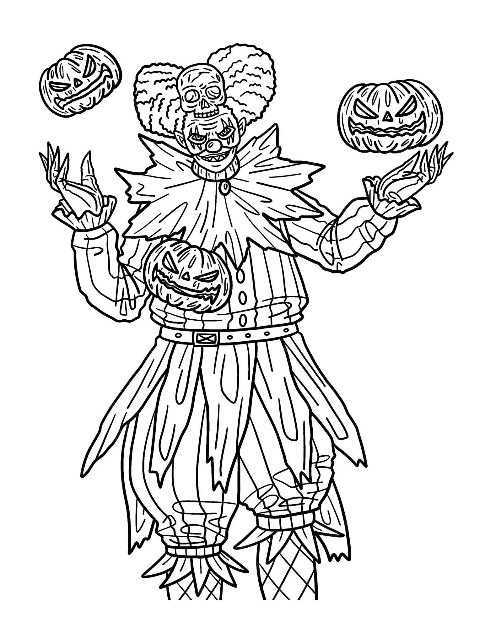 Premium vector halloween clown isolated coloring page for adults