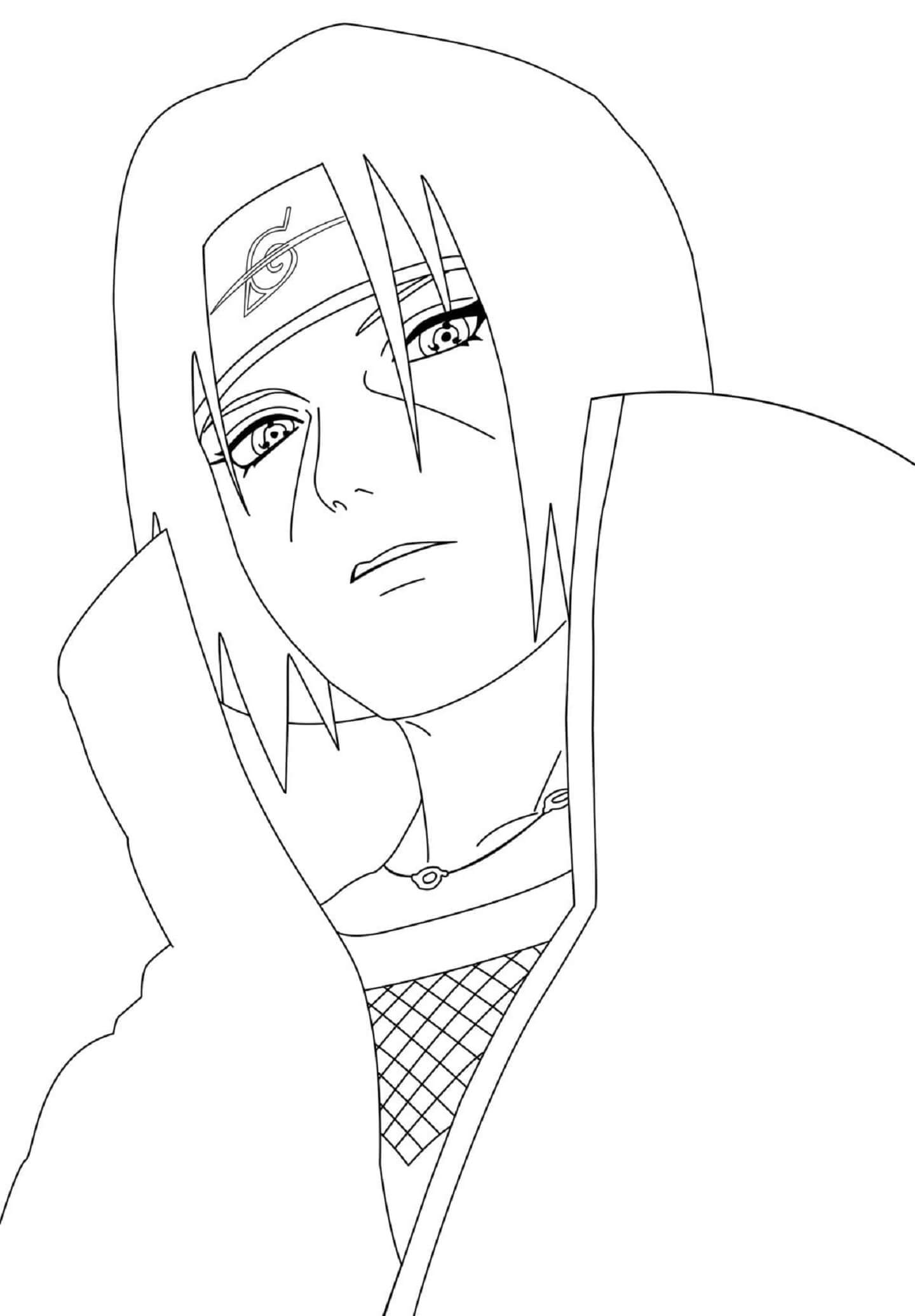 Portrait of cool itachi coloring page