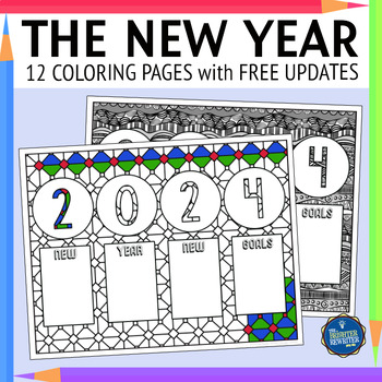 New year coloring pages by the brighter rewriter tpt