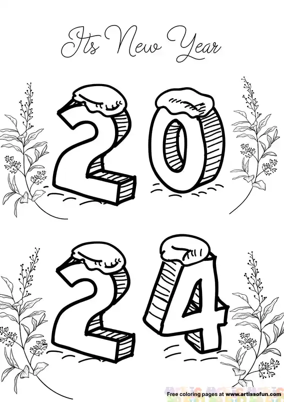 Its new year coloring page art is so fun