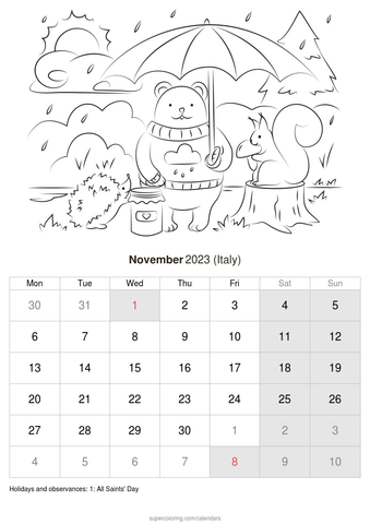 November calendar