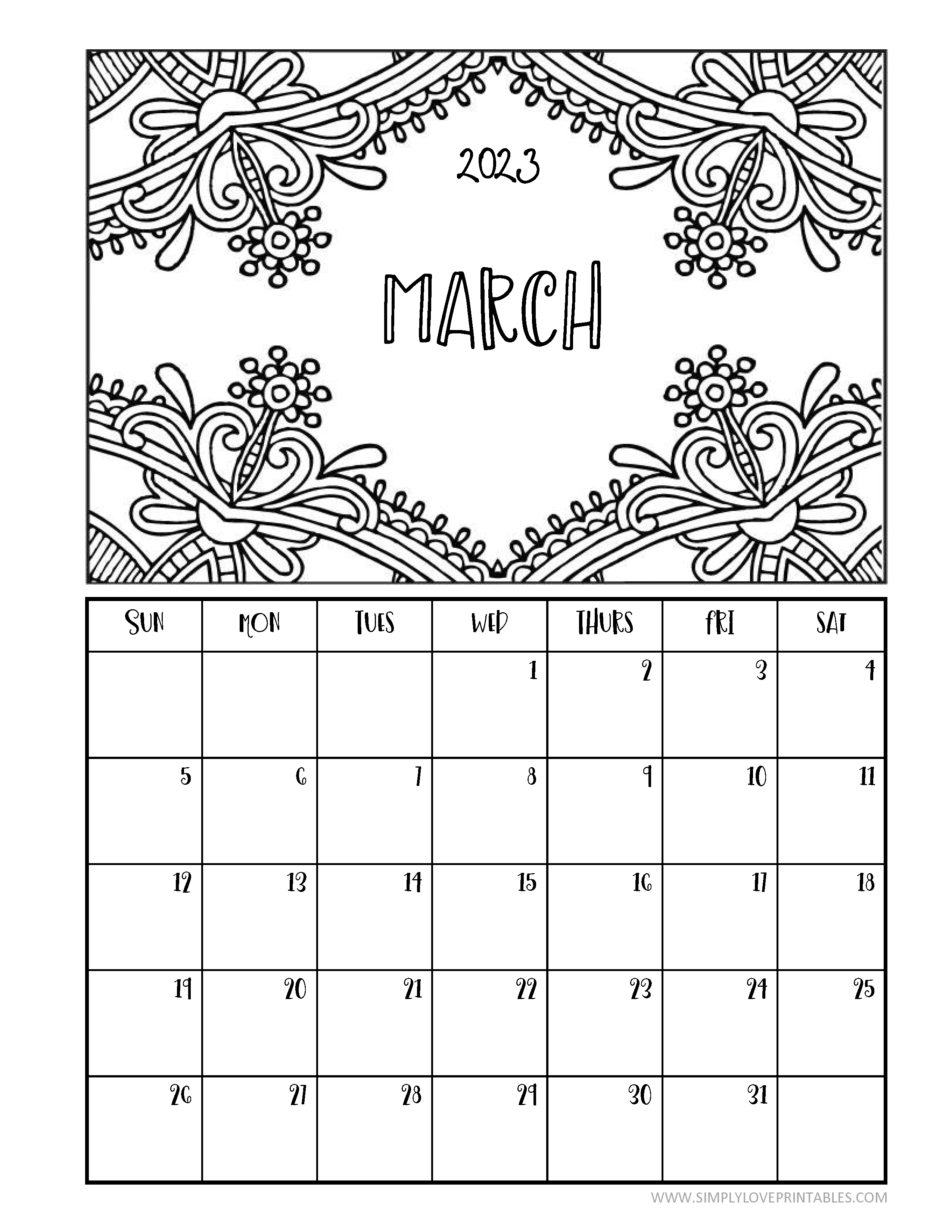 Printable coloring calendars for simply love printables