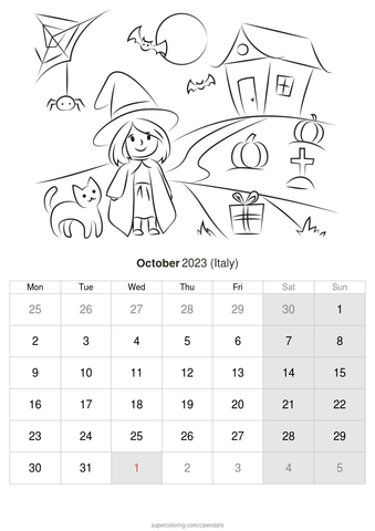 October calendar