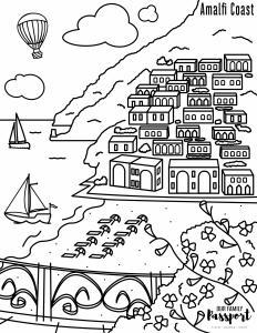 Amalfi coast italy coloring page