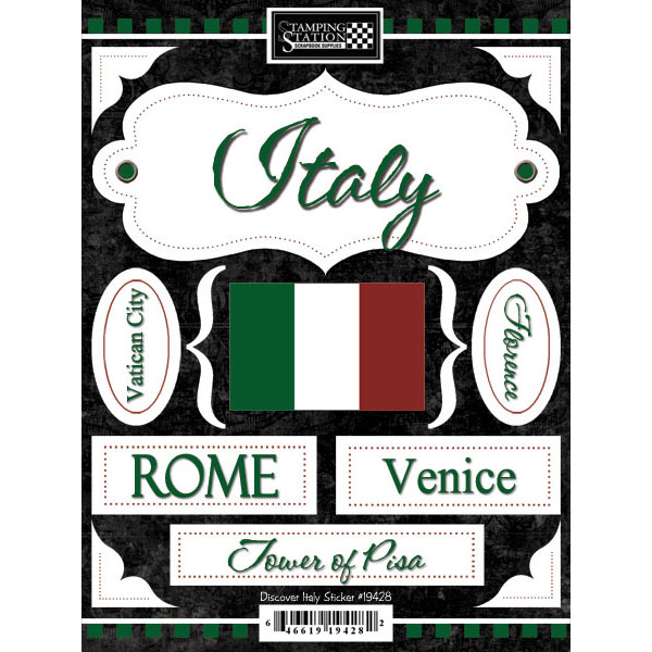 Scrapbook customs discover italy sticker