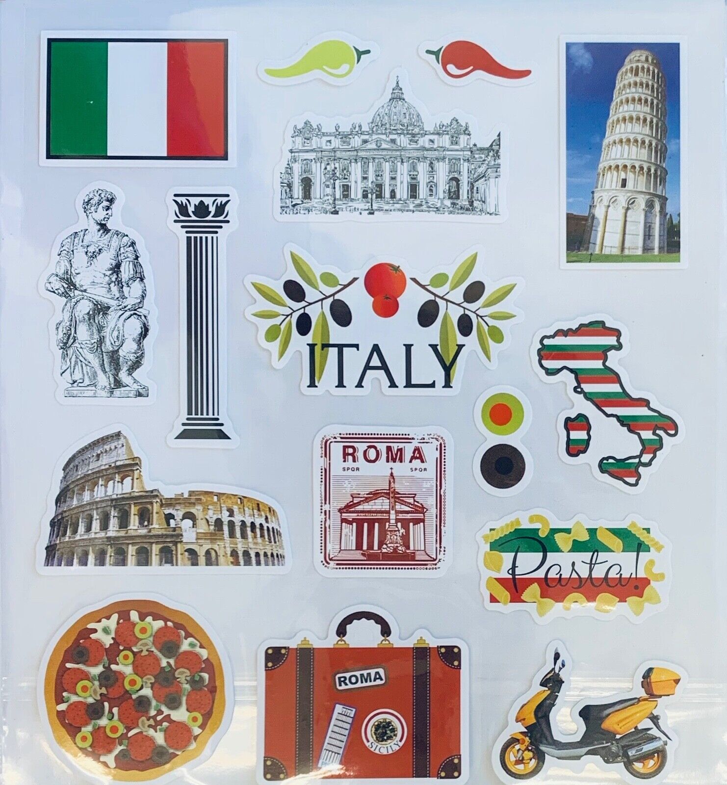 Italy vacation stickers scrapbook planner travel papercraft journal diy crafts