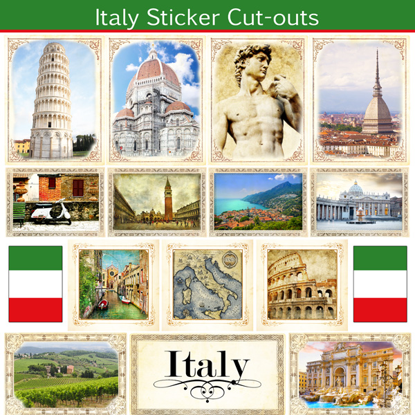 Scrapbook customs italy sightseeing picture cut outs sticker