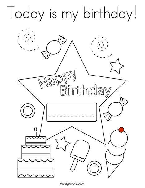 Today is my birthday coloring page