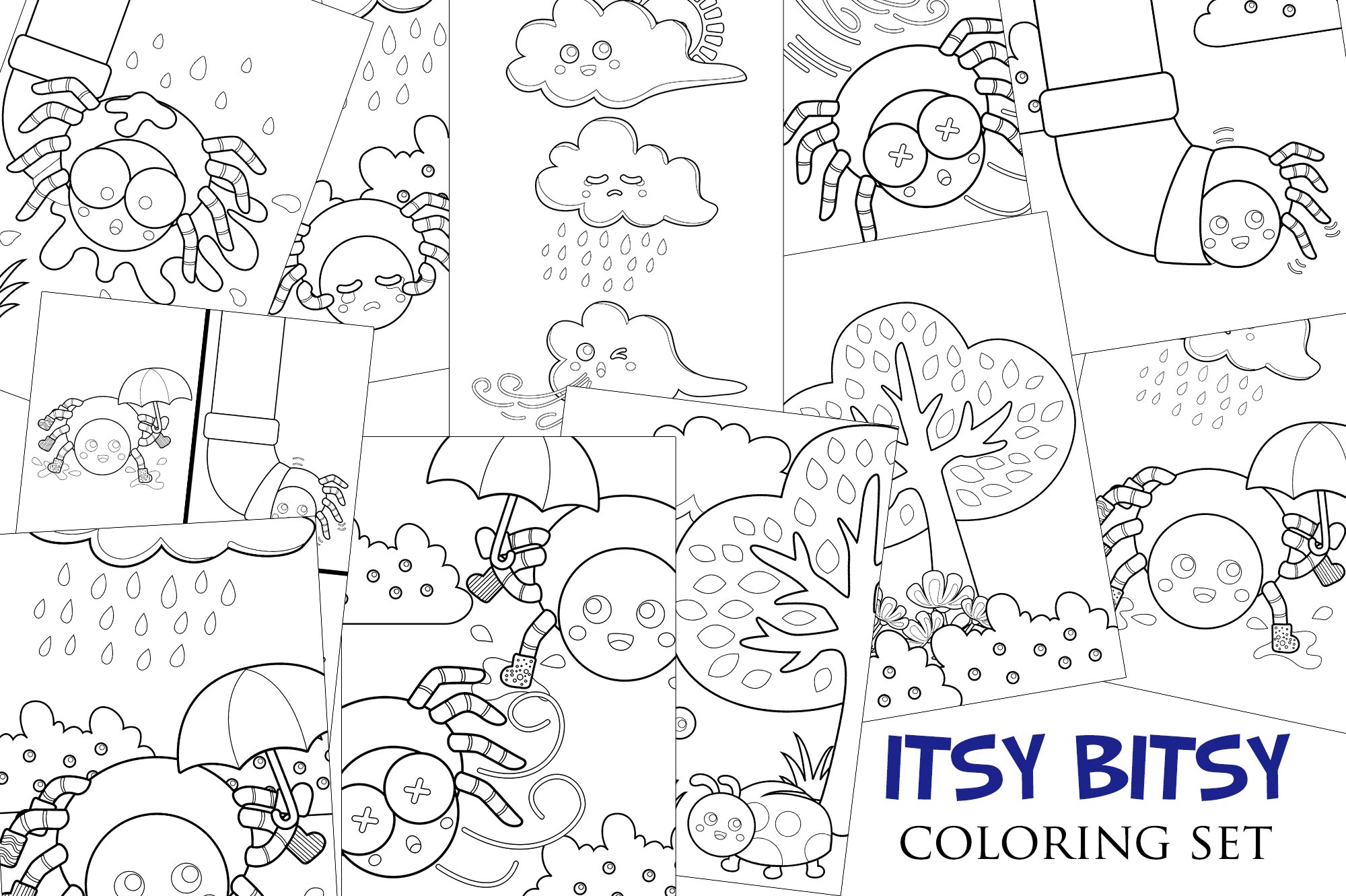 Classic itsy bitsy spider out insect coloring kids adult