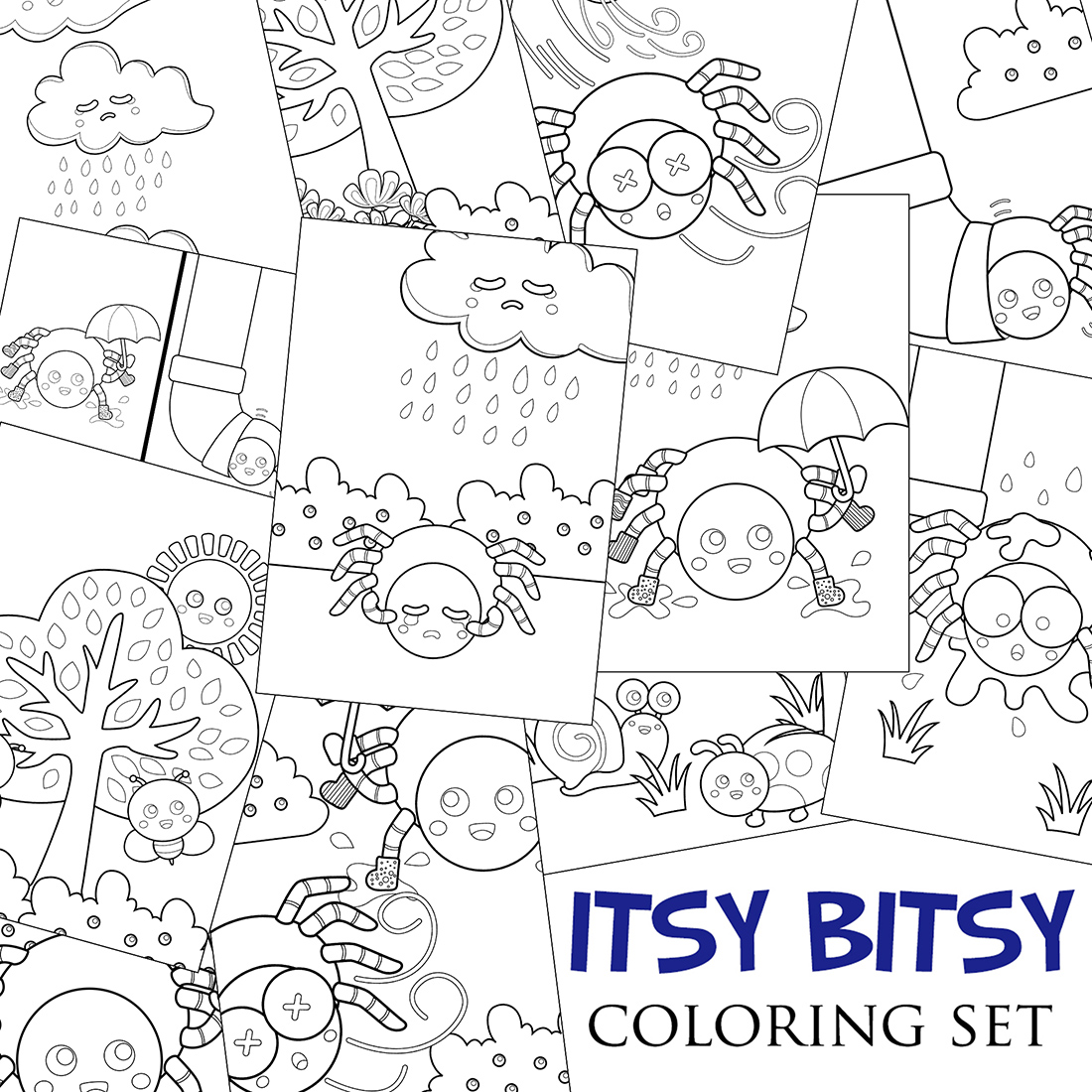 Itsy bitsy spider kids bedtime story classic rhymes coloring pages activity for kids and adult