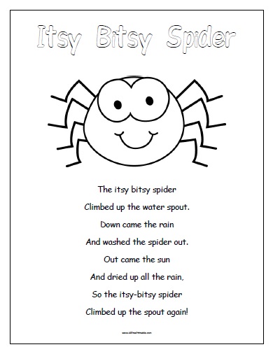 Itsy bitsy spider â free printable