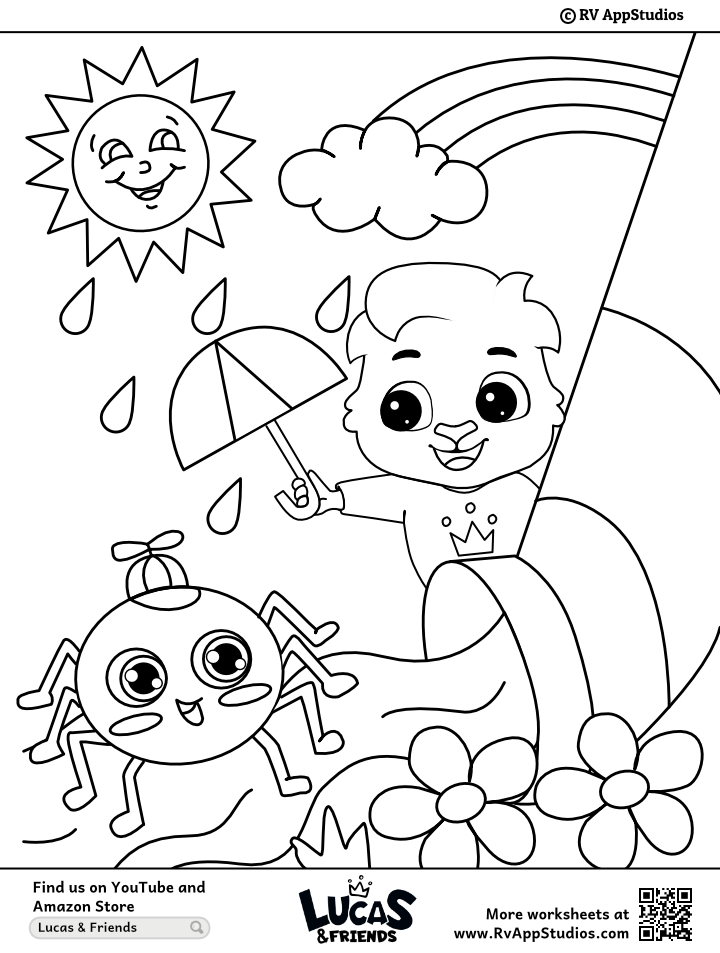 Itsy bitsy spider coloring page for children to color