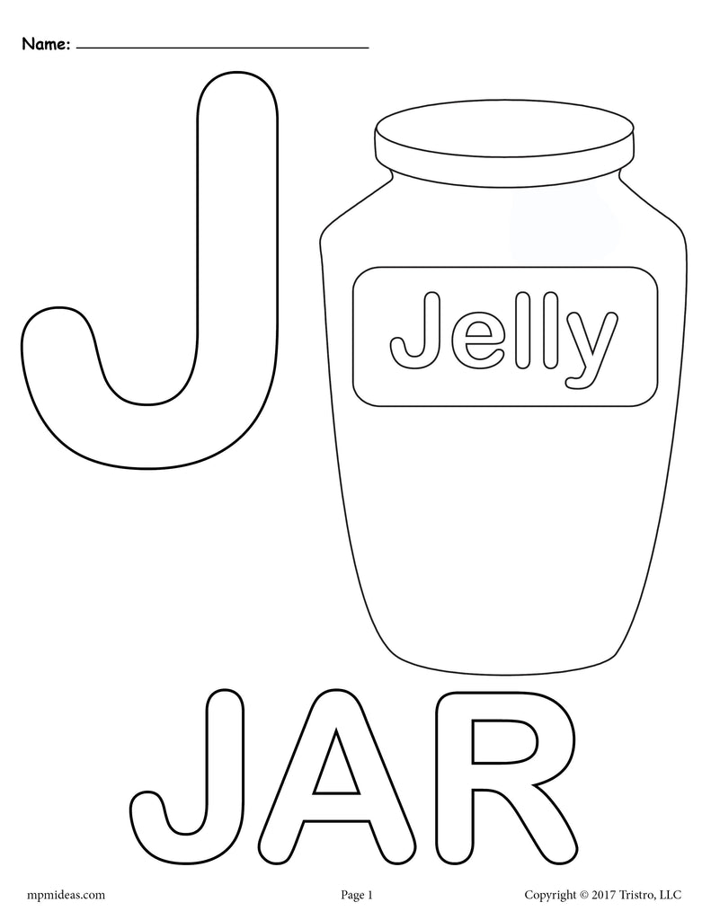 Letter j alphabet coloring pages