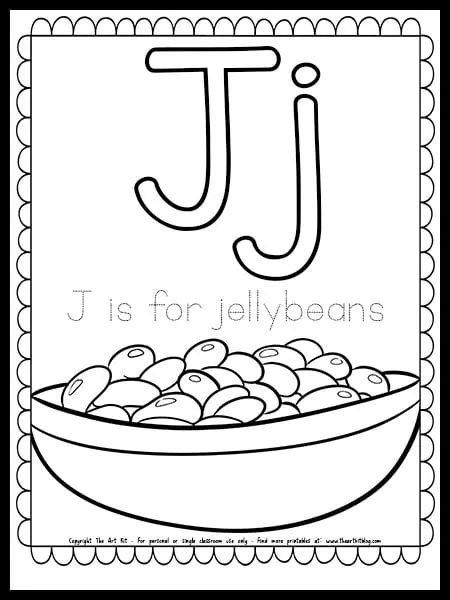 Letter j is for jellybeans free spring coloring page â the art kit