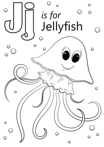 Letter j is for jellyfish coloring page free printable coloring pages