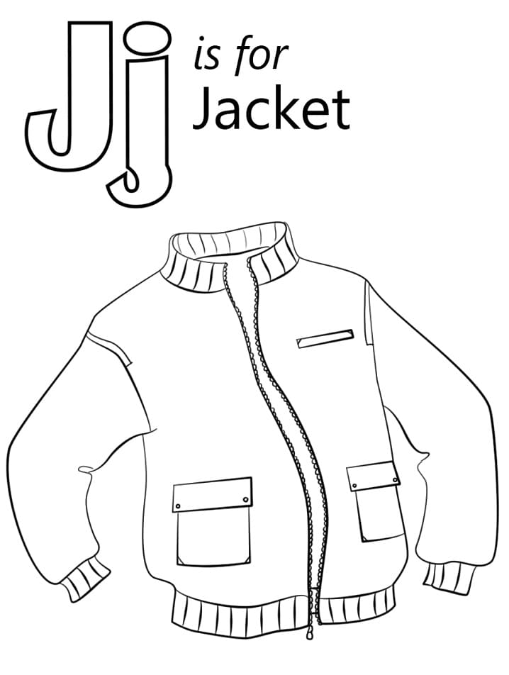 Letter j is for jacket coloring page