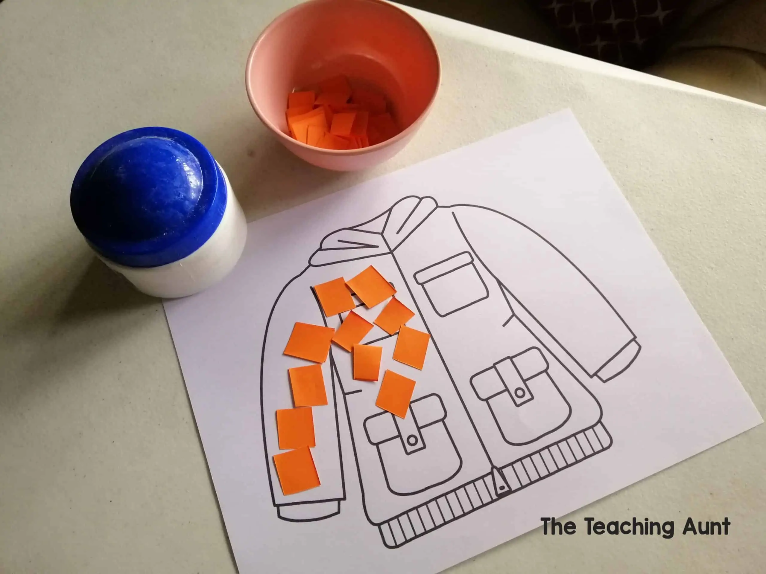 J is for jacket paper pasting activity