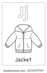 Alphabet letter j jacket coloring page stock vector royalty free