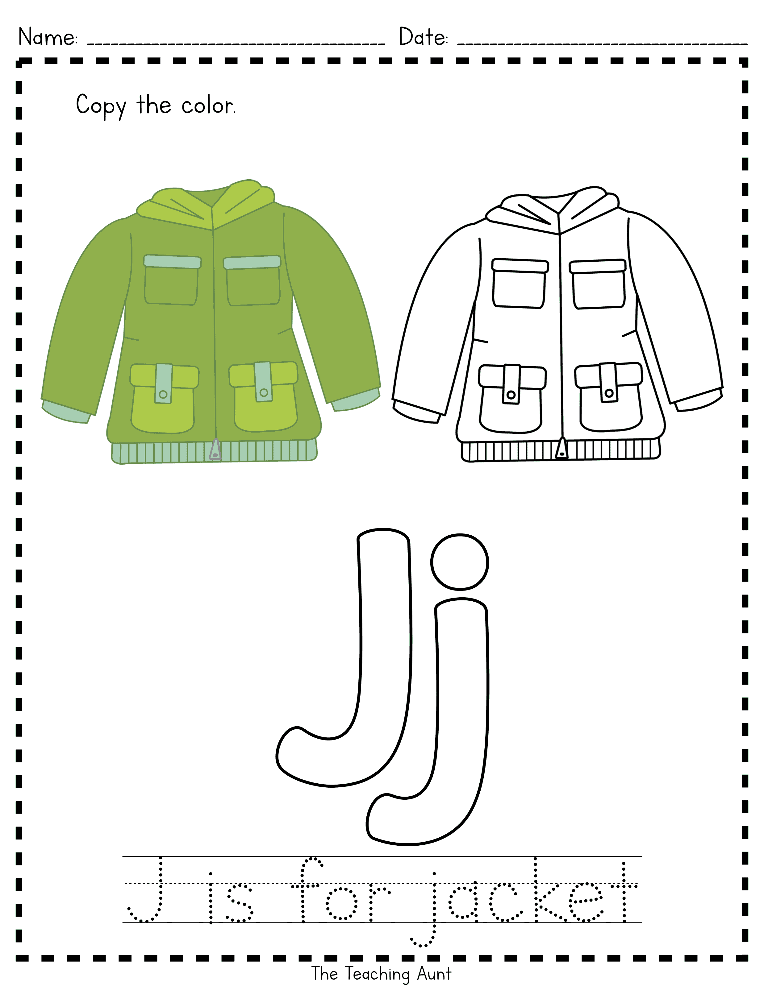 J is for jacket paper pasting activity