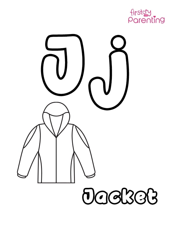 J for jacket coloring page for kids