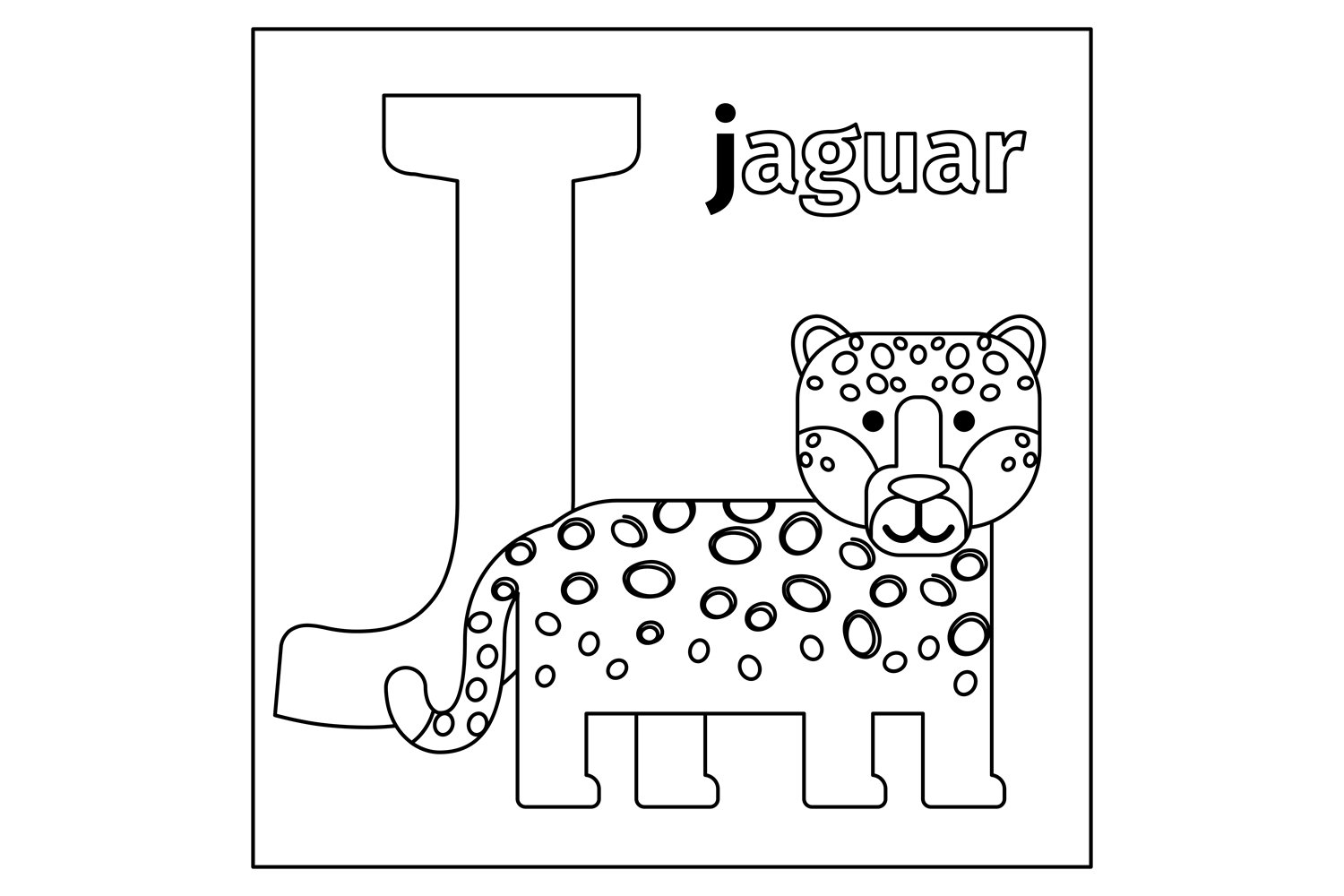 Jaguar letter j coloring page