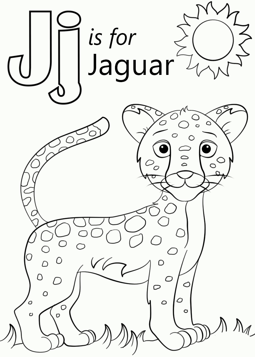 Printable jaguar to color and use for crafts alphabet coloring pages abc coloring pages free printable coloring pages