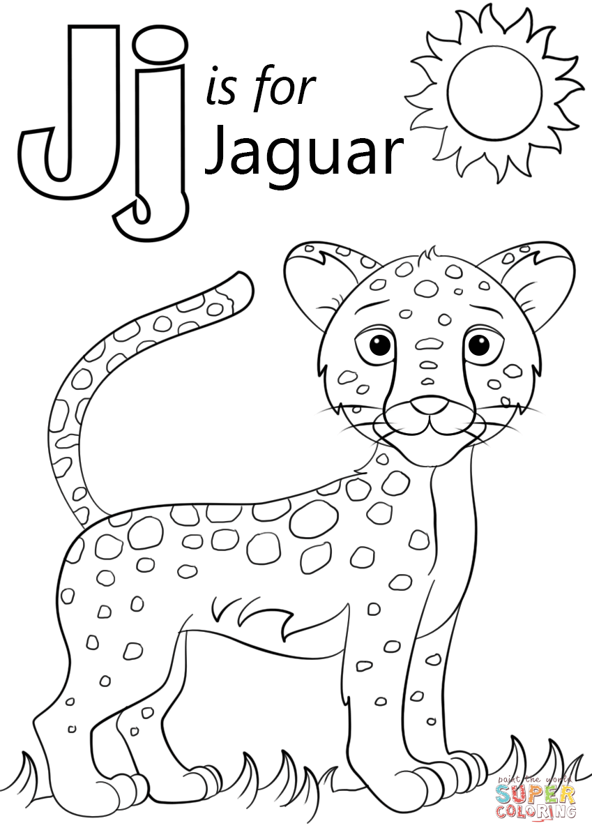 Letter j is for jaguar coloring page free printable coloring pages