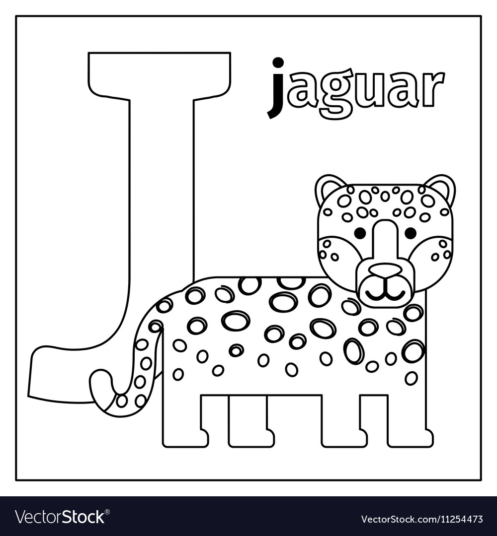 Jaguar letter j coloring page royalty free vector image