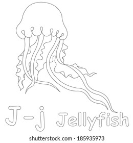 J jellyfish coloring page stock illustration