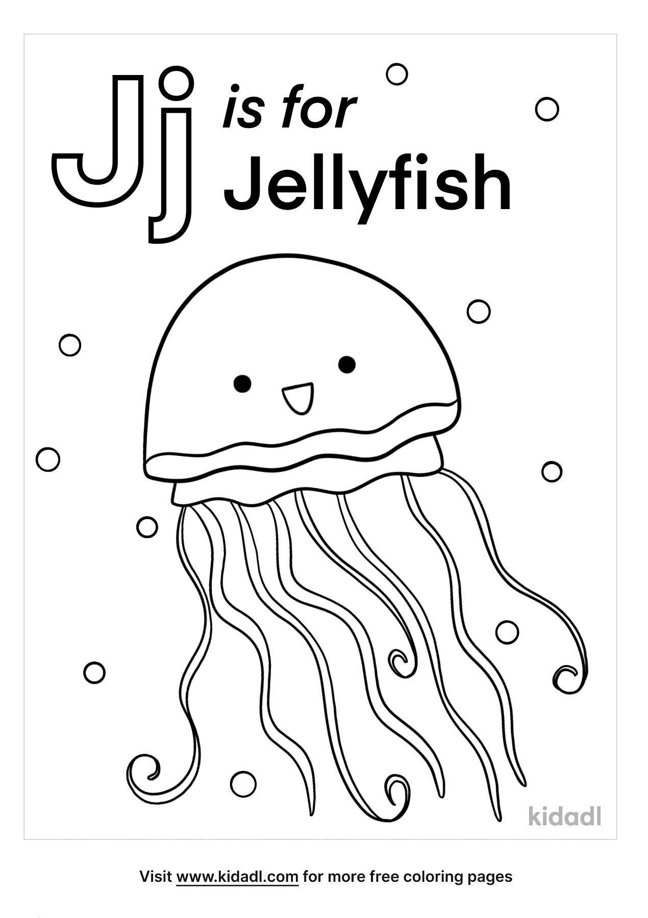 Free j is for jellyfish coloring page coloring page printables