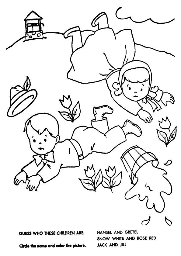 A detailed coloring page of jack and jill coloring page coloring pages nursery rhymes preschool crafts detailed coloring pages